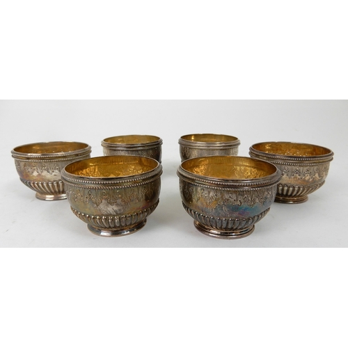 286 - A MATCHED SET OF SIX SILVER SALTS