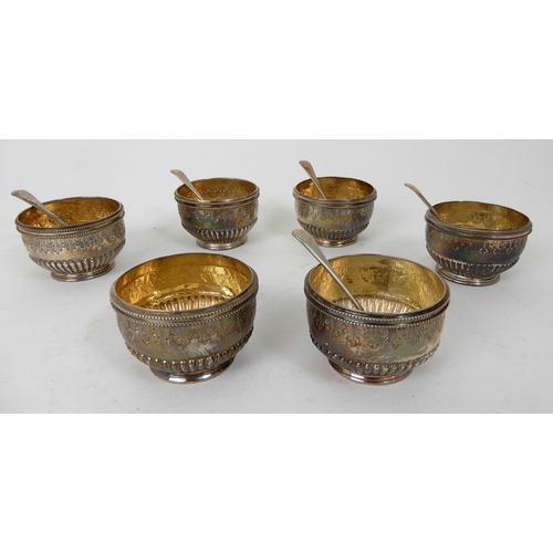 286 - A MATCHED SET OF SIX SILVER SALTS