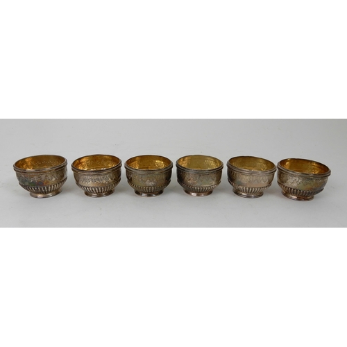 286 - A MATCHED SET OF SIX SILVER SALTS