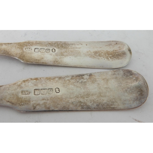 305 - A PAIR OF SILVER BASTING SPOONS