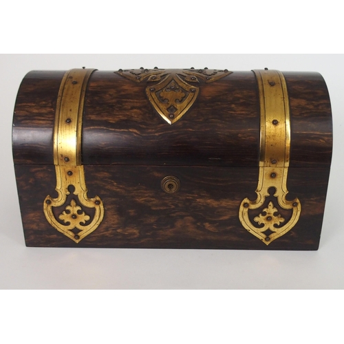 363 - A VICTORIAN COROMANDEL DOME TWO DIVISION TEA CADDY