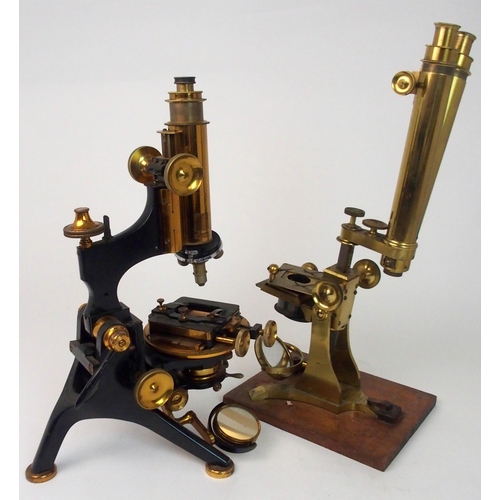 379 - A VICTORIAN BRASS MICROSCOPE