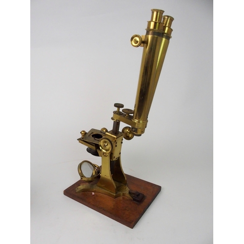 379 - A VICTORIAN BRASS MICROSCOPE