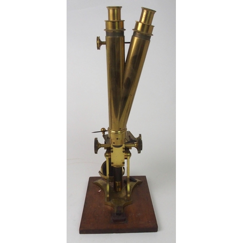 379 - A VICTORIAN BRASS MICROSCOPE