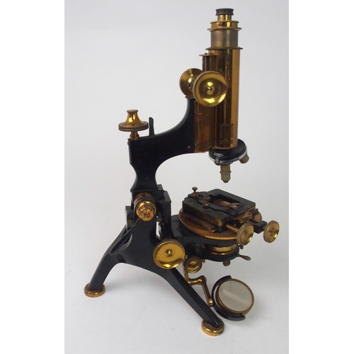 379 - A VICTORIAN BRASS MICROSCOPE