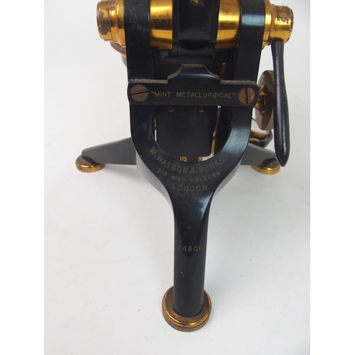 379 - A VICTORIAN BRASS MICROSCOPE