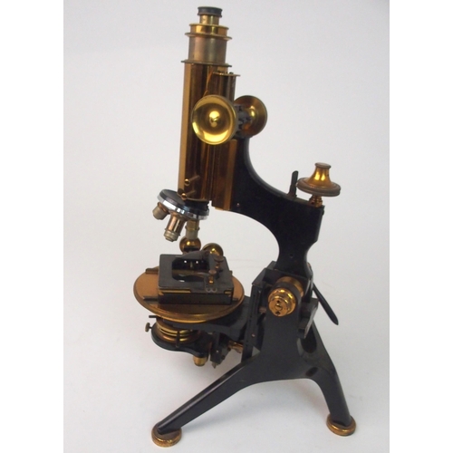 379 - A VICTORIAN BRASS MICROSCOPE