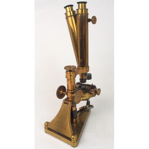 380 - A VICTORIAN BRASS MICROSCOPE BY R. J. BECK