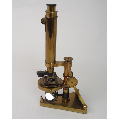 380 - A VICTORIAN BRASS MICROSCOPE BY R. J. BECK