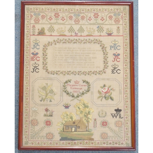 383 - AN EARLY VICTORIAN SAMPLER BY MARGARET CORNER