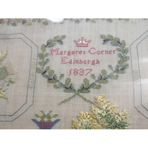 383 - AN EARLY VICTORIAN SAMPLER BY MARGARET CORNER