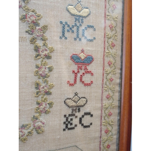 383 - AN EARLY VICTORIAN SAMPLER BY MARGARET CORNER