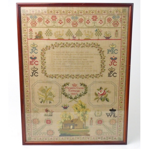 383 - AN EARLY VICTORIAN SAMPLER BY MARGARET CORNER