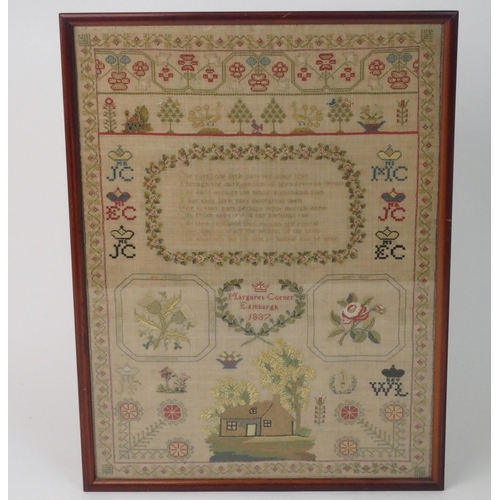 383 - AN EARLY VICTORIAN SAMPLER BY MARGARET CORNER