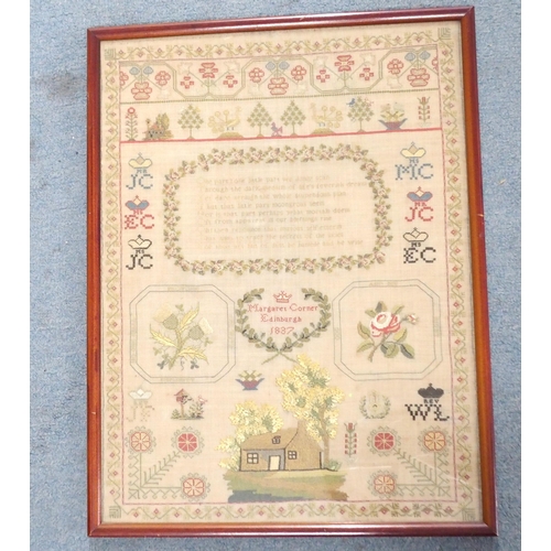 383 - AN EARLY VICTORIAN SAMPLER BY MARGARET CORNER