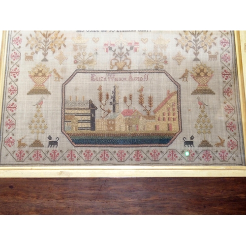 384 - A 19TH CENTURY SAMPLER BY ELIZA WILSON