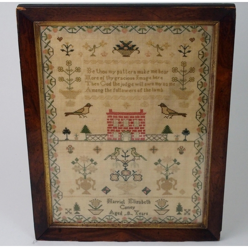 385 - A 19TH CENTURY SAMPLER BY HARRIET ELIZABETH CONEY