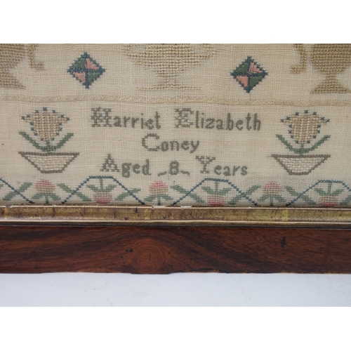 385 - A 19TH CENTURY SAMPLER BY HARRIET ELIZABETH CONEY