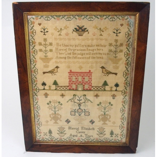 385 - A 19TH CENTURY SAMPLER BY HARRIET ELIZABETH CONEY