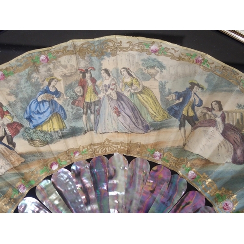 386 - AN EARLY PICTORIAL HAND FAN