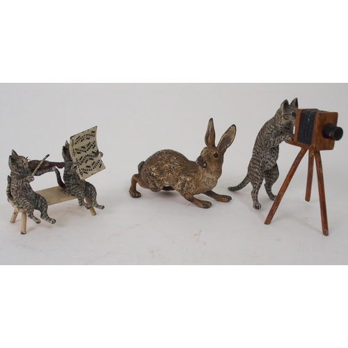 393 - A COLD-PAINTED BRONZE FIGURE OF A HARE