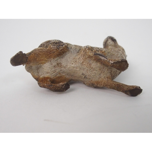 393 - A COLD-PAINTED BRONZE FIGURE OF A HARE