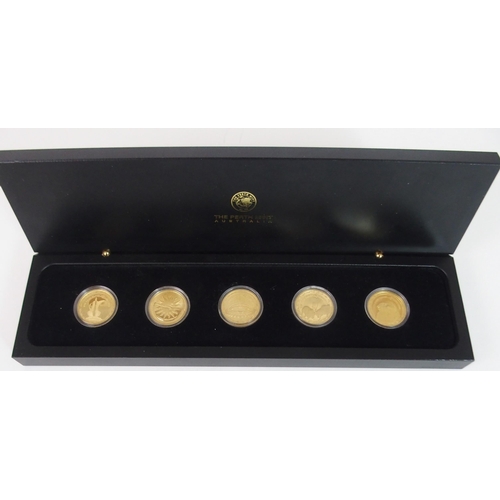 410 - A CASED SET OF FIVE DOHA 2006 15TH ASIAN GAMES GOLD COINS