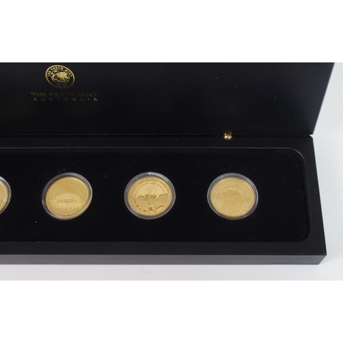 410 - A CASED SET OF FIVE DOHA 2006 15TH ASIAN GAMES GOLD COINS