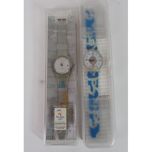 415 - FIVE VARIOUS OLYMPIC SWATCH WATCHES