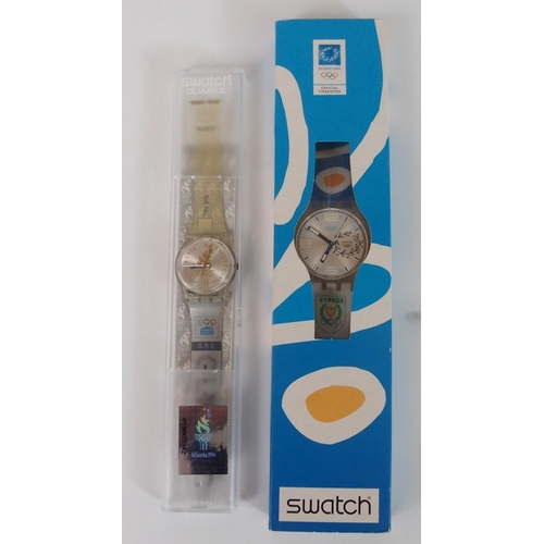 415 - FIVE VARIOUS OLYMPIC SWATCH WATCHES