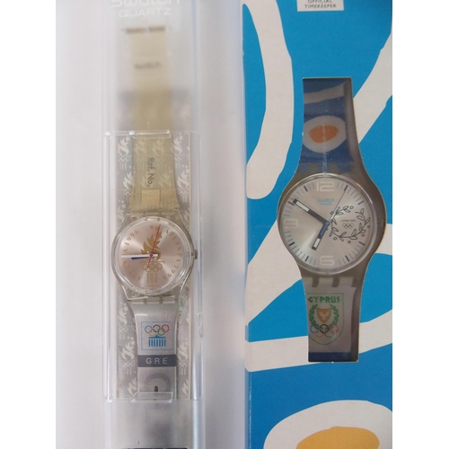 415 - FIVE VARIOUS OLYMPIC SWATCH WATCHES