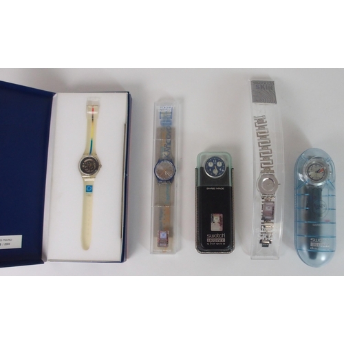 417 - FIVE 2004 OLYMPIC SWATCH WATCHES