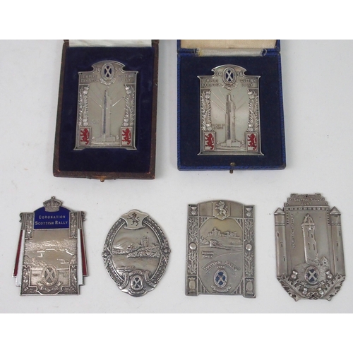 430 - A COLLECTION OF SIX SCOTTISH RALLY WHITE-METAL AND ENAMEL PLAQUES