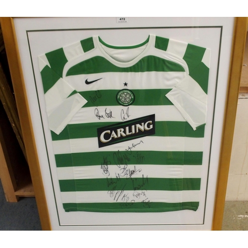 472 - A GREEN AND WHITE REPLICA CELTIC SHORT-SLEEVED SHIRT