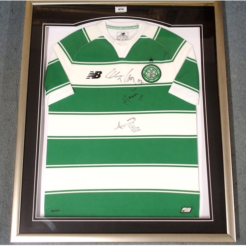 474 - A GREEN AND WHITE REPLICA CELTIC SHORT-SLEEVED SHIRT