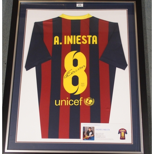 476 - A MAROON AND BLUE BARCELONA REPLICA SHORT-SLEEVED SHIRT