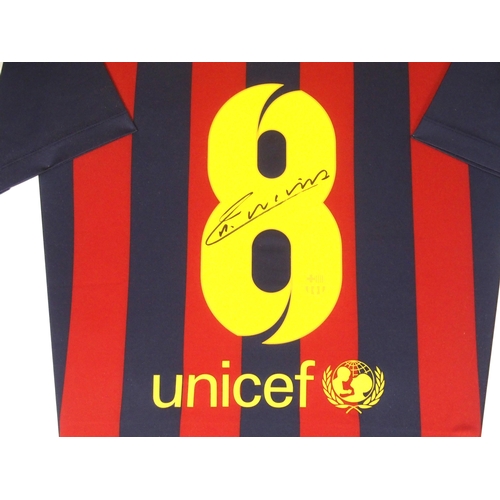 476 - A MAROON AND BLUE BARCELONA REPLICA SHORT-SLEEVED SHIRT