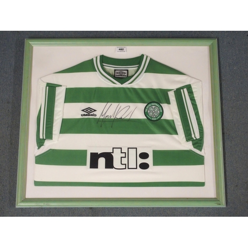 482 - A GREEN AND WHITE CELTIC SHORT-SLEEVED SHIRT