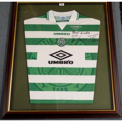 484 - A GREEN AND WHITE CELTIC COCO-COLA LEAGUE CUP FINAL CELTIC SHIRT  1997