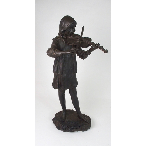 501 - WALTER AWLSON (SCOTTISH b 1949) - GIRL PLAYING A VIOLIN