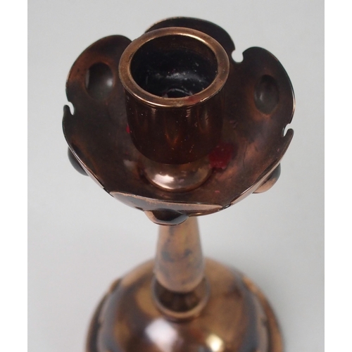 508 - A PAIR OF W.A.S. BENSON STYLE COPPER CANDLESTICKS