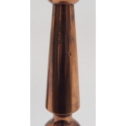 508 - A PAIR OF W.A.S. BENSON STYLE COPPER CANDLESTICKS