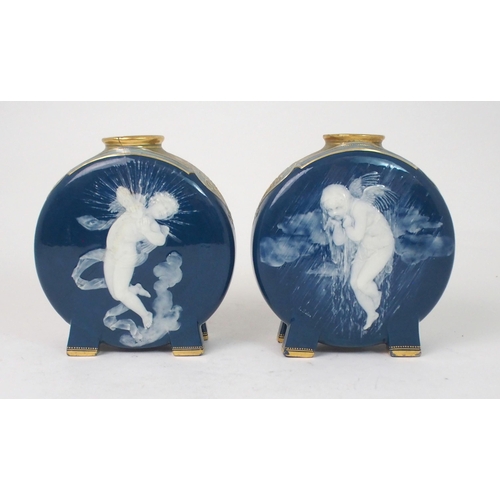 509 - A PAIR OF MINTON PATE SUR PATE MOON FLASKS