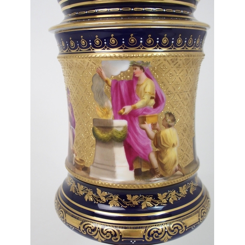 513 - A VIENNA PORCELAIN URN AND COVER