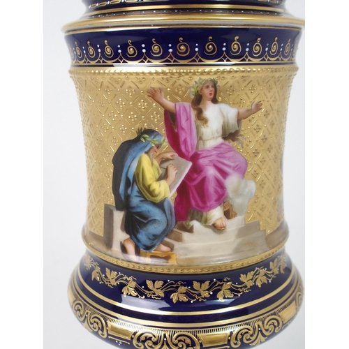 513 - A VIENNA PORCELAIN URN AND COVER