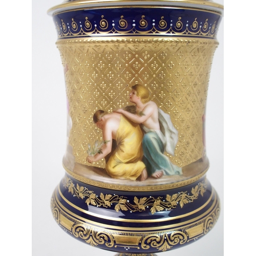 513 - A VIENNA PORCELAIN URN AND COVER