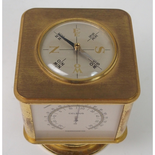 515 - AN ANGELUS GILT METAL DESK WEATHER STATION/COMPENDIUM