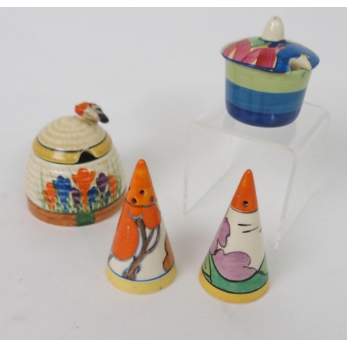 523 - A COLLECTION OF CLARICE CLIFF CERAMICS