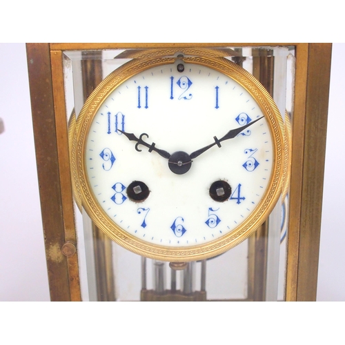 526 - A FRENCH GREEN ONYX CLOCK GARNITURE