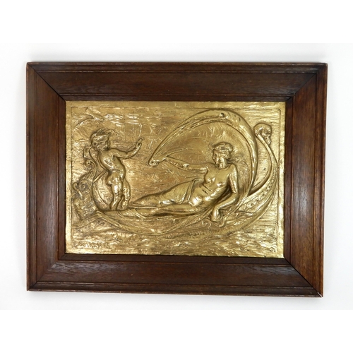 546 - WILLIAM SHIRREFFS (1846-1902) - A GILDED BRONZE PANEL